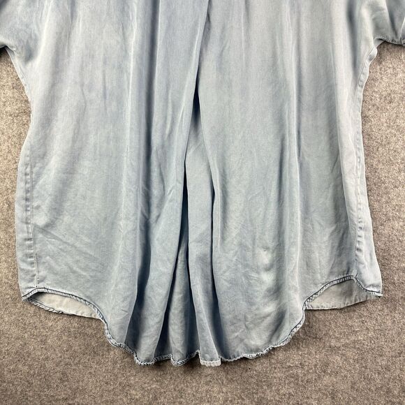 Cato Blue Chambray Top Shirt Womens 22/24 Light Distressed Wash Cuffed Button* - Picture 8 of 14